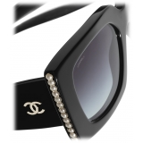 Chanel - Occhiali da Sole Quadrati - Nero Oro Grigio Sfumate - Chanel Eyewear