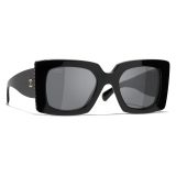 Chanel - Occhiali da Sole Quadrati - Nero Grigio Polarizzate - Chanel Eyewear