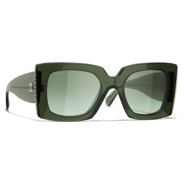 Chanel - Occhiali da Sole Quadrati - Verde Scuro - Chanel Eyewear