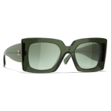 Chanel - Occhiali da Sole Quadrati - Verde Scuro - Chanel Eyewear