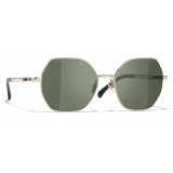 Chanel - Square Sunglasses - Gold Dark Green - Chanel Eyewear