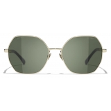 Chanel - Square Sunglasses - Gold Dark Green - Chanel Eyewear