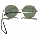 Chanel - Square Sunglasses - Gold Dark Green - Chanel Eyewear