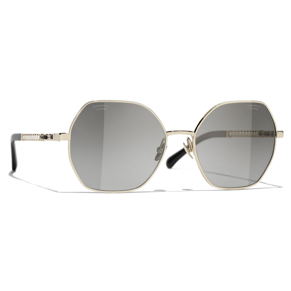 Chanel - Oval Sunglasses - Black Gold Gray - Chanel Eyewear - Avvenice