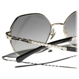 Chanel - Occhiali da Sole Quadrati - Oro Nero Grigio Polarizzate - Chanel Eyewear