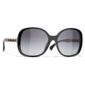 Chanel - Occhiali da Sole Quadrati - Oro Nero Grigio Sfumate - Chanel Eyewear