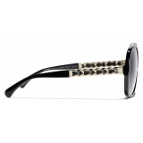 Chanel - Occhiali da Sole Quadrati - Oro Nero Grigio Sfumate - Chanel Eyewear