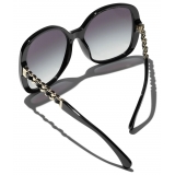 Chanel - Occhiali da Sole Quadrati - Oro Nero Grigio Sfumate - Chanel Eyewear