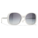 Chanel - Occhiali da Sole Quadrati - Bianco Grigio Sfumate - Chanel Eyewear