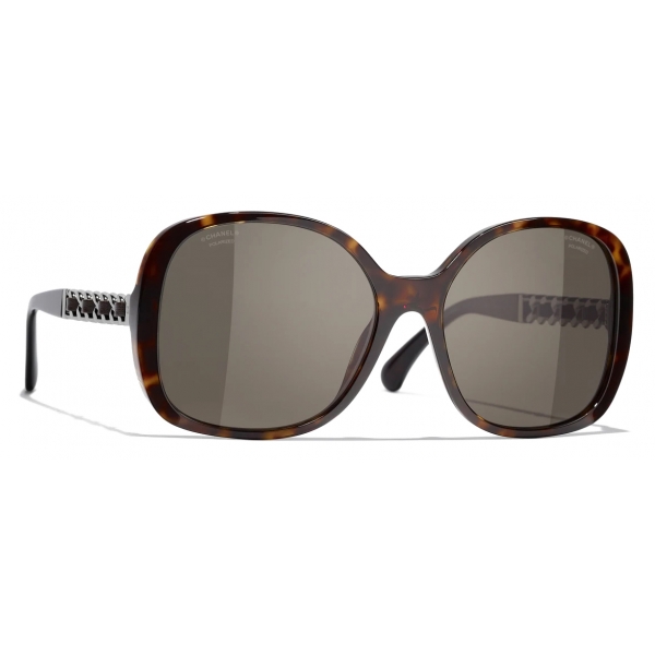 Chanel - Occhiali da Sole Quadrati - Tartaruga Scuro Marrone Polarizzate - Chanel Eyewear