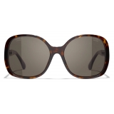 Chanel - Occhiali da Sole Quadrati - Tartaruga Scuro Marrone Polarizzate - Chanel Eyewear