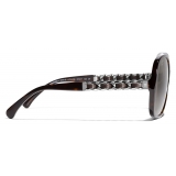 Chanel - Occhiali da Sole Quadrati - Tartaruga Scuro Marrone Polarizzate - Chanel Eyewear