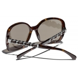 Chanel - Occhiali da Sole Quadrati - Tartaruga Scuro Marrone Polarizzate - Chanel Eyewear