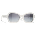 Chanel - Occhiali da Sole Rettangolare - Bianco Grigio Sfumate - Chanel Eyewear