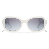 Chanel - Occhiali da Sole Rettangolare - Bianco Grigio Sfumate - Chanel Eyewear