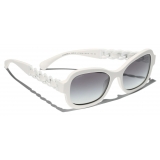 Chanel - Occhiali da Sole Rettangolare - Bianco Grigio Sfumate - Chanel Eyewear