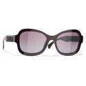 Chanel - Rectangular Sunglasses - Burgundy - Chanel Eyewear