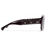 Chanel - Rectangular Sunglasses - Burgundy - Chanel Eyewear