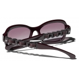 Chanel - Rectangular Sunglasses - Burgundy - Chanel Eyewear