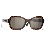 Chanel - Rectangular Sunglasses - Dark Tortoise Brown Polarized - Chanel Eyewear