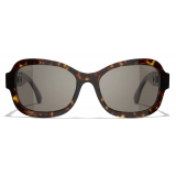 Chanel - Rectangular Sunglasses - Dark Tortoise Brown Polarized - Chanel Eyewear