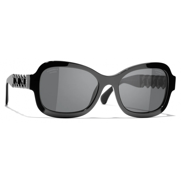 Chanel - Rectangular Sunglasses - Black Gray Polarized - Chanel Eyewear