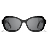 Chanel - Occhiali da Sole Rettangolare - Nero Grigio Polarizzato - Chanel Eyewear