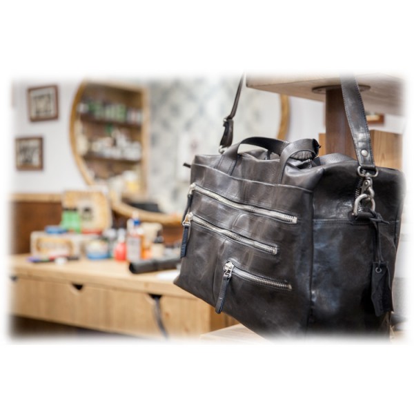 Anonima Barbieri - A.S. 98 - Il Borsone - Borsone in Pelle Vintage - Cuoio Lavorato a Mano da Maestri Artigianiv Italiani