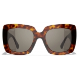 Chanel - Square Sunglasses - Dark Tortoise Brown Polarized - Chanel Eyewear