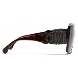 Chanel - Occhiali da Sole Quadrati - Tartaruga Scuro Marrone Polarizzate - Chanel Eyewear