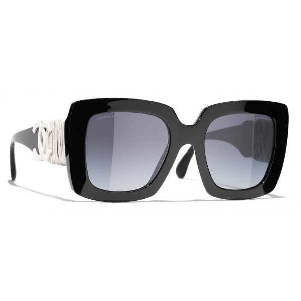 Chanel - Occhiali da Sole Quadrati - Bianco Nero Grigio Sfumate - Chanel Eyewear