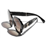 Chanel - Occhiali da Sole Rotondi - Nero Marrone Sfumate - Chanel Eyewear