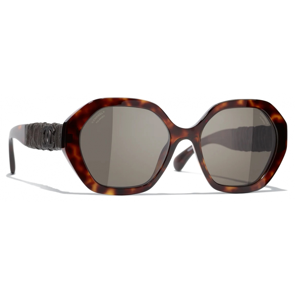 Chanel - Round Sunglasses - Dark Tortoise Brown Polarized - Chanel Eyewear  - Avvenice