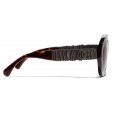 Chanel - Occhiali da Sole Rotondi - Tartaruga Scuro Marrone Polarizzate - Chanel Eyewear