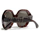 Chanel - Occhiali da Sole Rotondi - Tartaruga Scuro Marrone Polarizzate - Chanel Eyewear