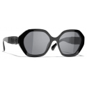 Chanel - Occhiali da Sole Rotondi - Nero Grigio Polarizzate - Chanel Eyewear