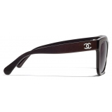 Chanel - Occhiali da Sole Quadrati - Rosso Borgogna Sfumate - Chanel Eyewear