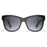 Chanel - Occhiali da Sole Quadrati - Verde Grigio Sfumate - Chanel Eyewear