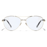 Chanel - Pilot Sunglasses - Gold Blue Light Filtering - Chanel Eyewear