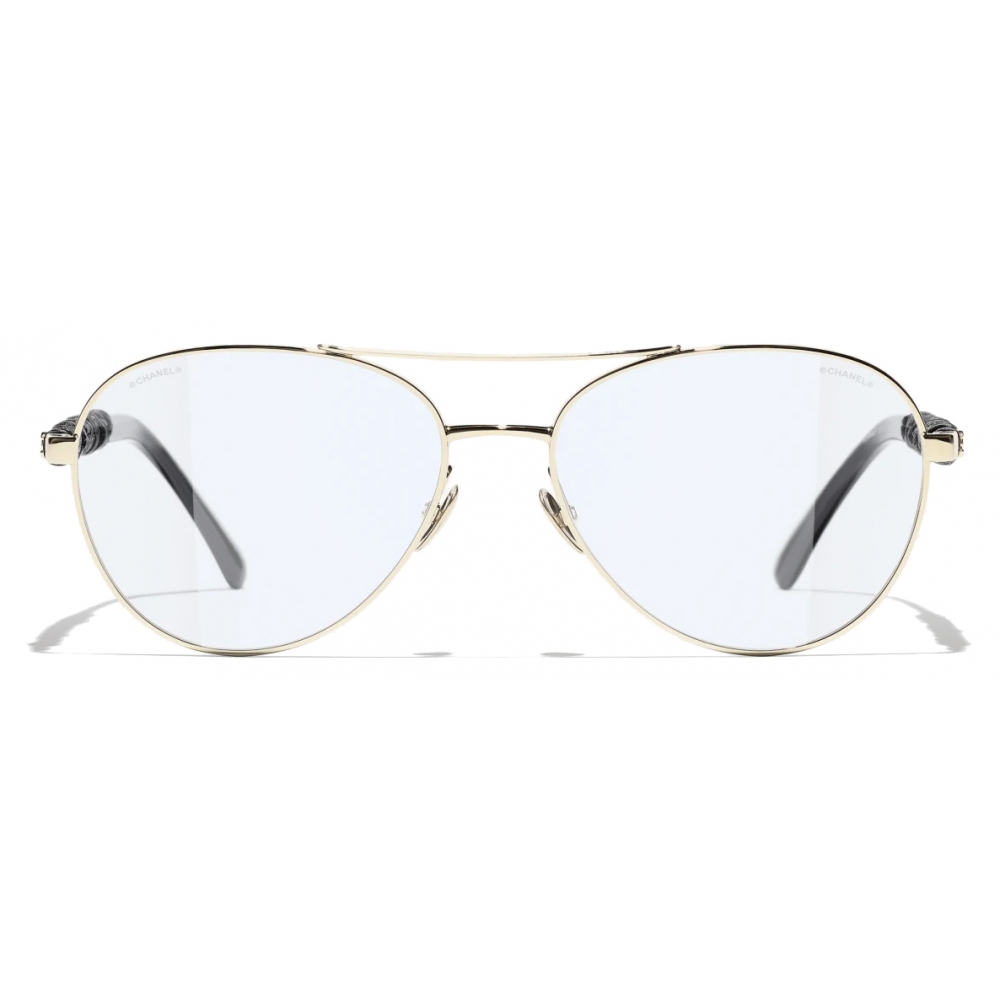 Chanel Pilot Sunglasses Gold Blue Light Filtering Chanel Eyewear