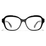 Chanel - Occhiali da Vista Quadrata - Nero Oro - Chanel Eyewear