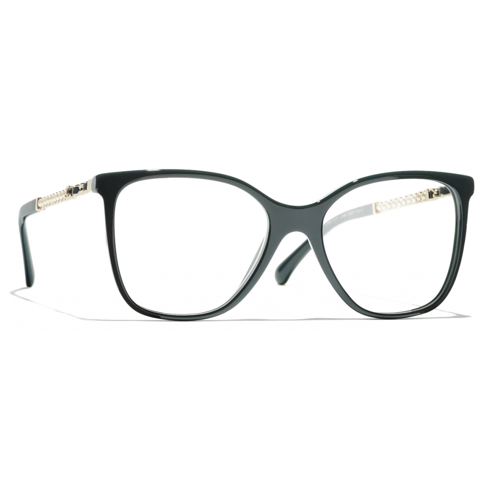Chanel - Square Eyeglasses - Black Green - Chanel Eyewear - Avvenice