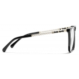 Chanel - Occhiali da Vista Quadrata - Nero Oro - Chanel Eyewear