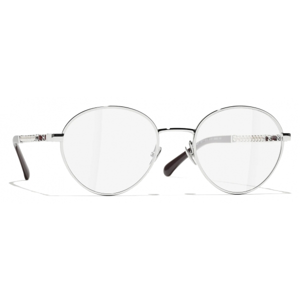 Chanel - Round Eyeglasses - Silver Burgundy - Chanel Eyewear