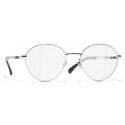 Chanel - Round Eyeglasses - Silver Burgundy - Chanel Eyewear