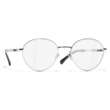 Chanel - Round Eyeglasses - Silver Burgundy - Chanel Eyewear