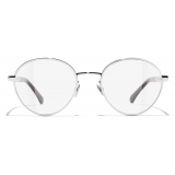 Chanel - Occhiali da Vista Rotondi - Argento Borgogna - Chanel Eyewear