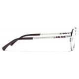 Chanel - Occhiali da Vista Rotondi - Argento Borgogna - Chanel Eyewear