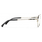 Chanel - Occhiali da Vista Rotondi - Nero Oro - Chanel Eyewear