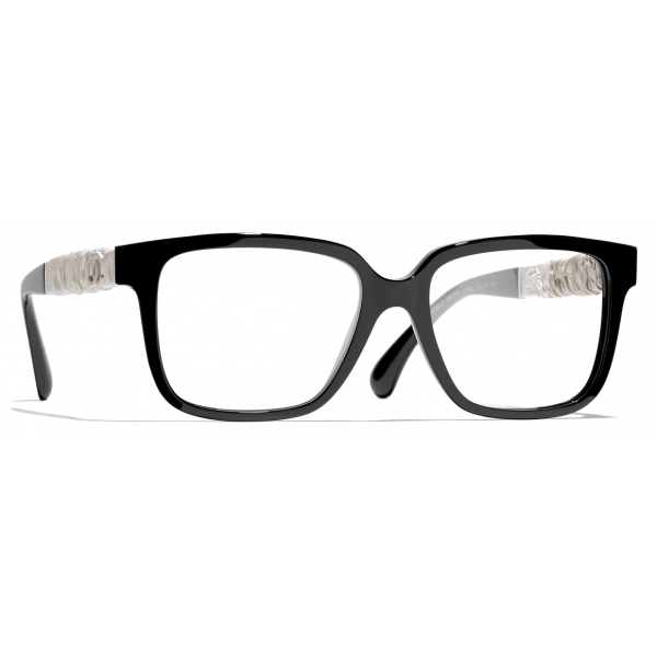 Chanel - Occhiali da Vista Quadrata - Nero Bianco - Chanel Eyewear